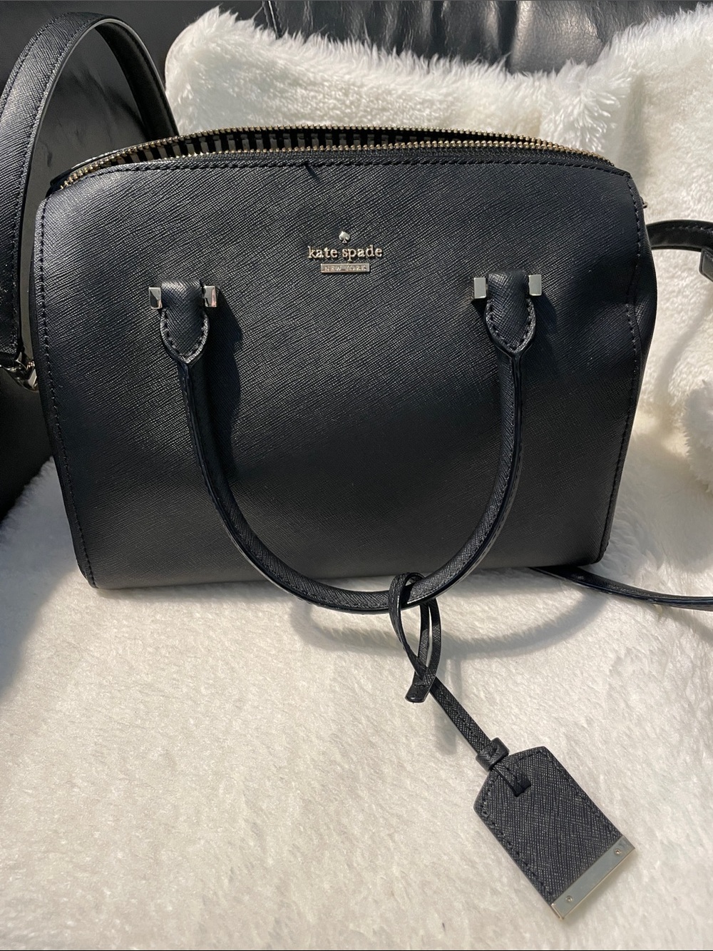 kate spade Black Saffiano Satchel with Gold Hardware